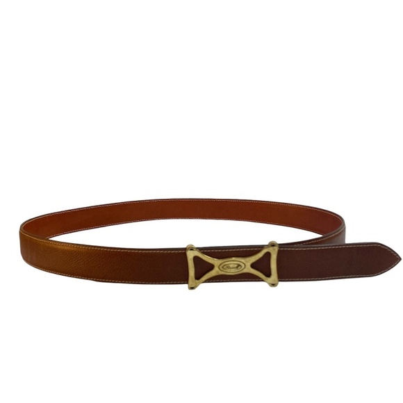 Pinnell Custom Leather - Men's Brass-Buckle Leather Belt in Brown Size 40 - Picture 1 of 14